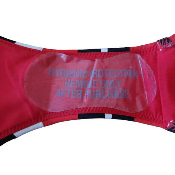 SEAFOLLY Australia Walk The Line striped zipper bikini bottom chili red Sz 6 NEW - Picture 4 of 6